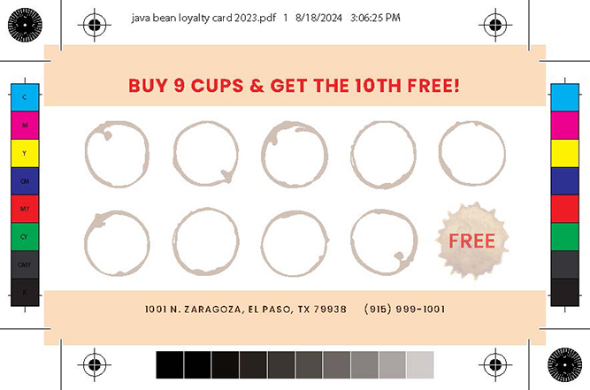 Java Bean Loyalty Card Back