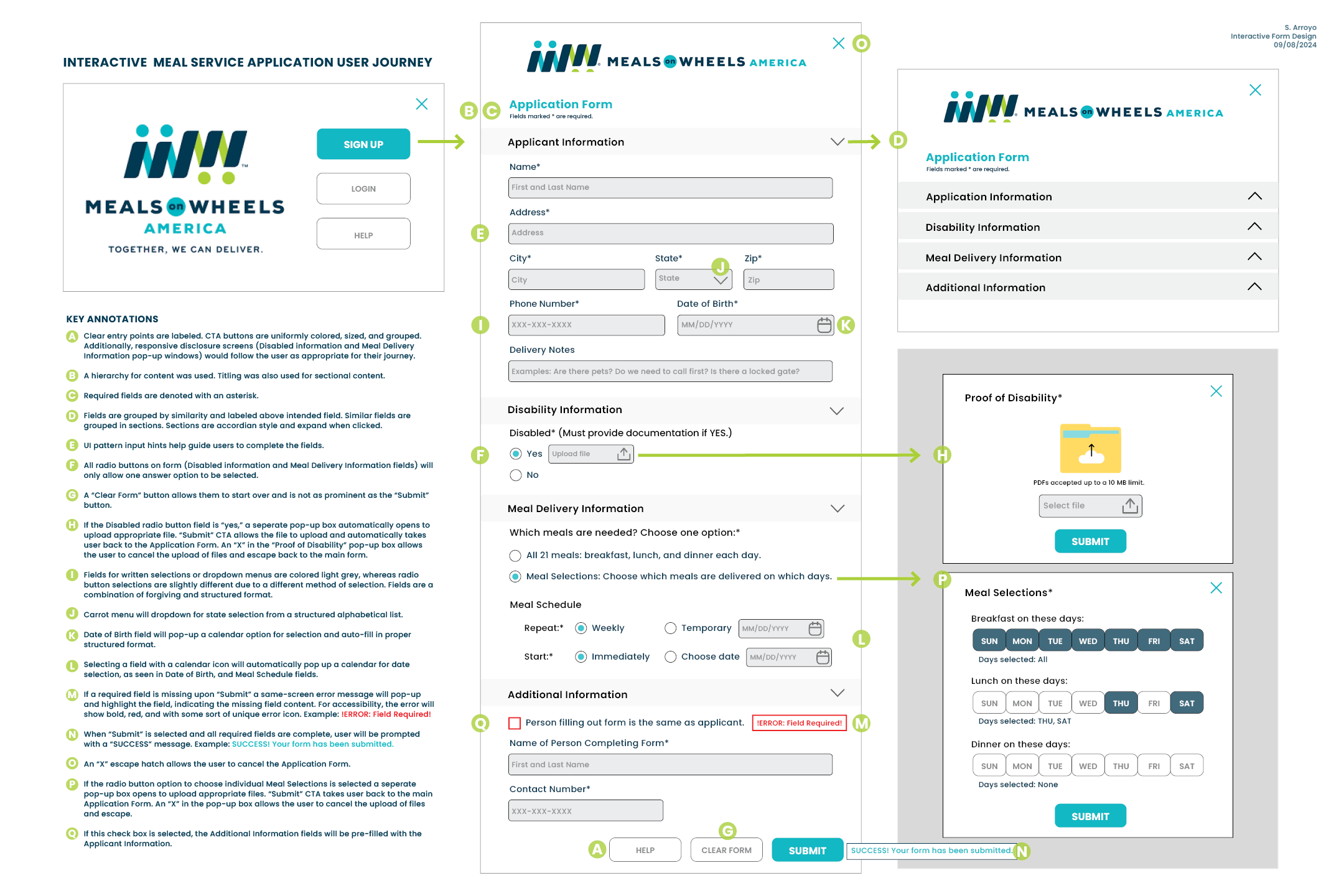 Interactive Meal Service Form Image