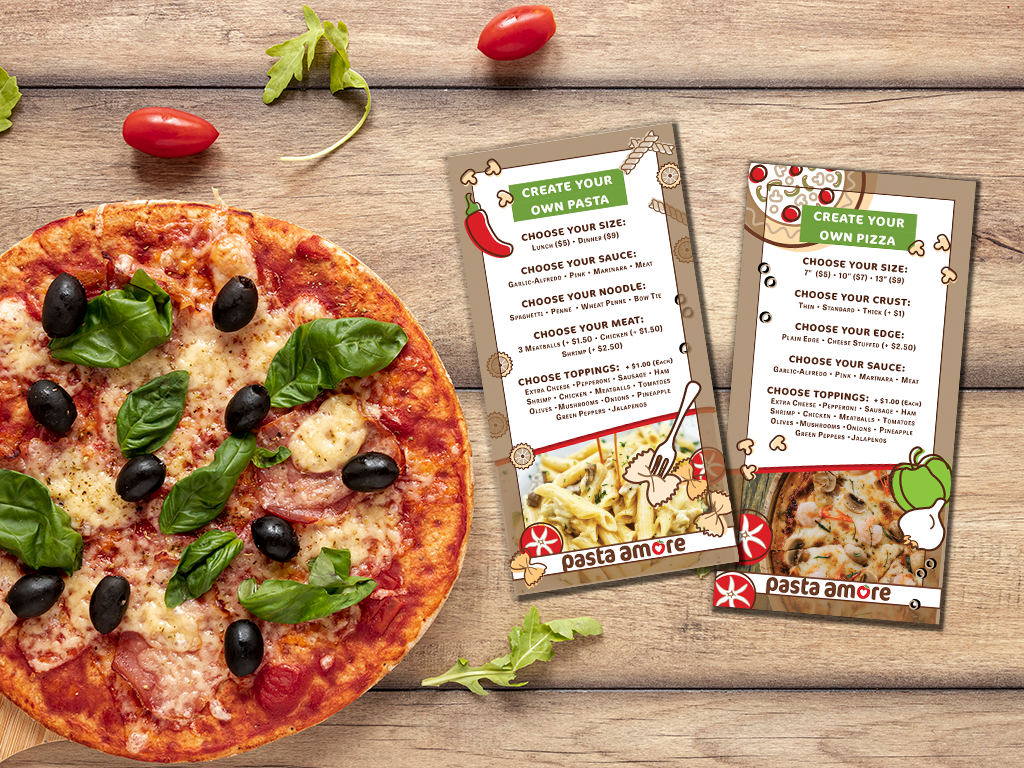 Pasta Amore Create Your Own Menu Mock-Up