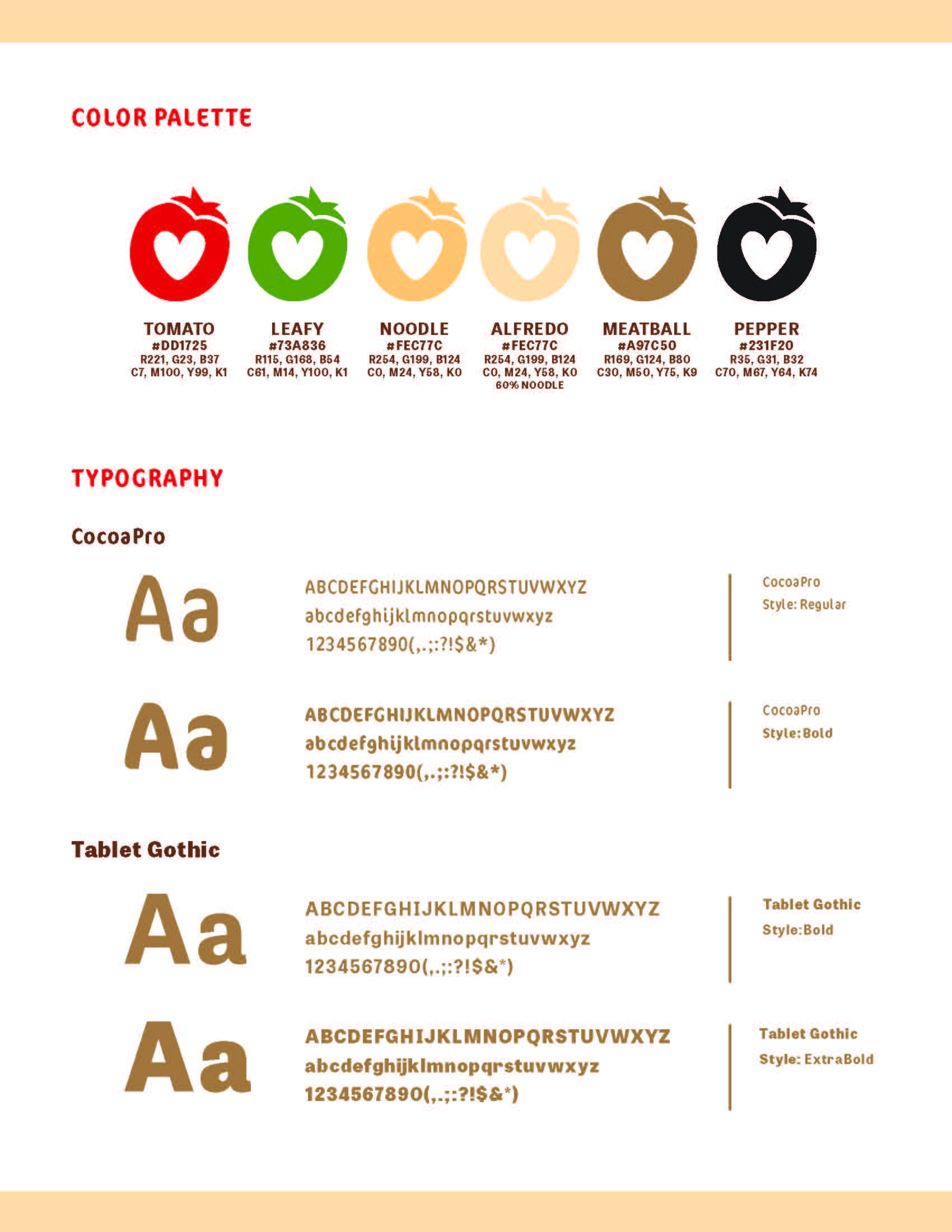 Pasta Amore Brand Style Guide 3